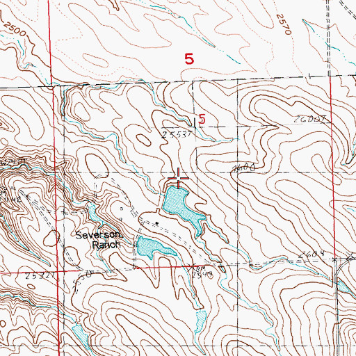 Topographic Map of Harold Severson Dam, SD