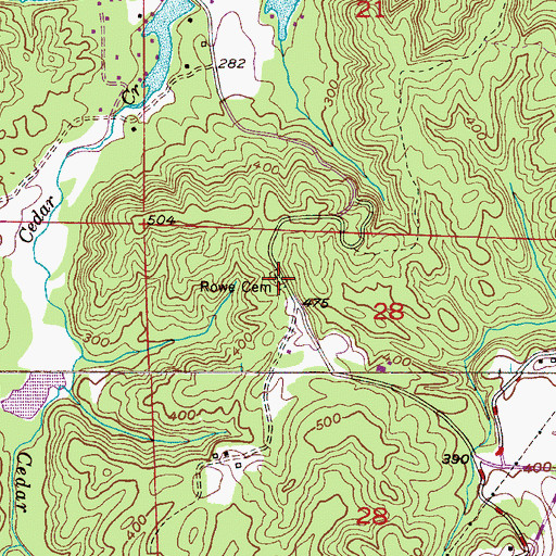 Topographic Map of Rowe Cemetery, AL