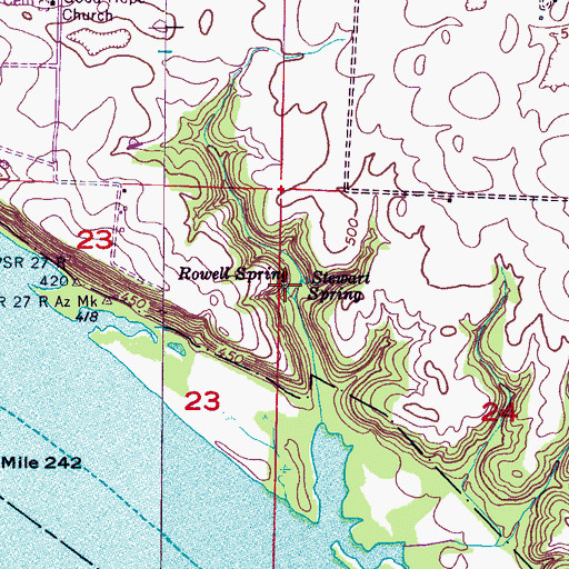 Topographic Map of Rowell Spring, AL