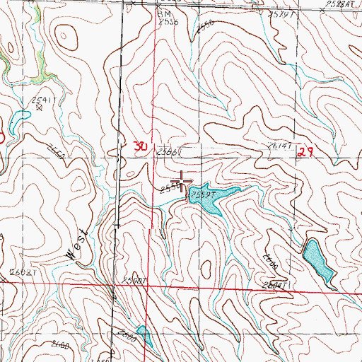 Topographic Map of Wayne Kjos Dam, SD