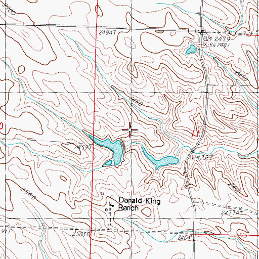 Topographic Map of Donald King 4 Dam, SD