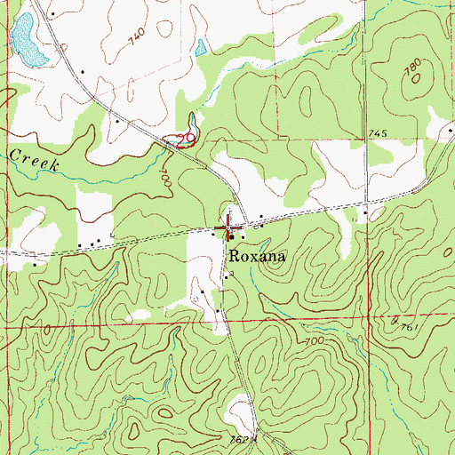 Topographic Map of Roxana, AL