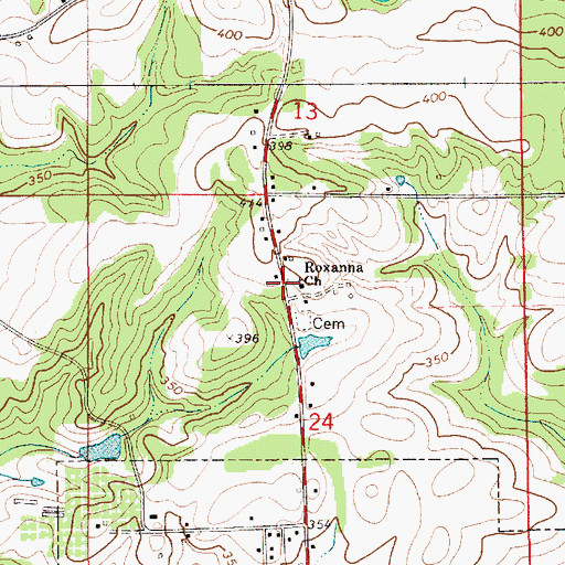 Topographic Map of Roxanna Church, AL