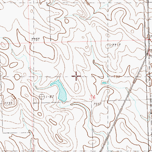Topographic Map of Pearl Ross Dam, SD