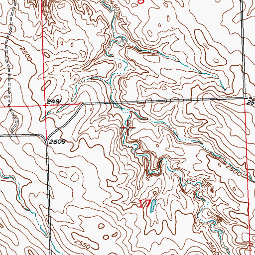 Topographic Map of Roy McGinnis Dam, SD