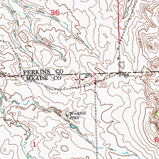 Topographic Map of Wilson Ranch Dam, SD