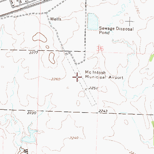 Topographic Map of Mc Intosh Municipal Airport (historical), SD