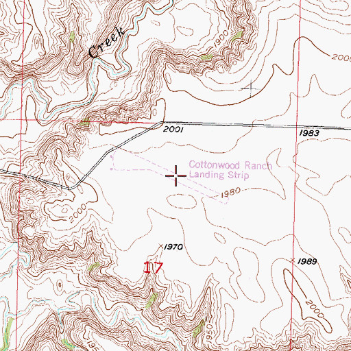 Topographic Map of Cottonwood Ranch Landing Strip (historical), SD