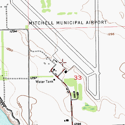 Topographic Map of Mitchell Municipal Airport, SD