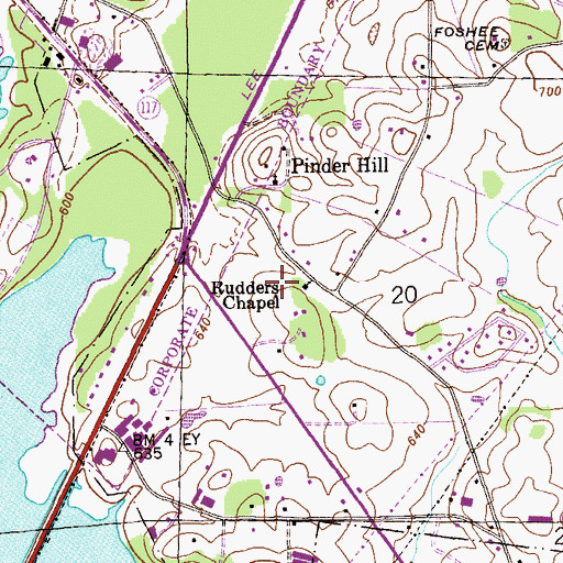 Topographic Map of Rudders Chapel, AL