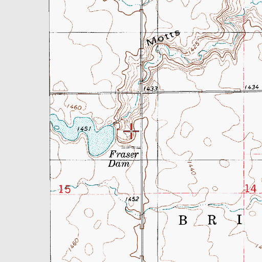 Topographic Map of Fraser Dam, SD