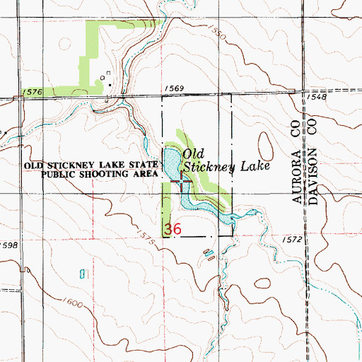 Topographic Map of Stickney Dam, SD