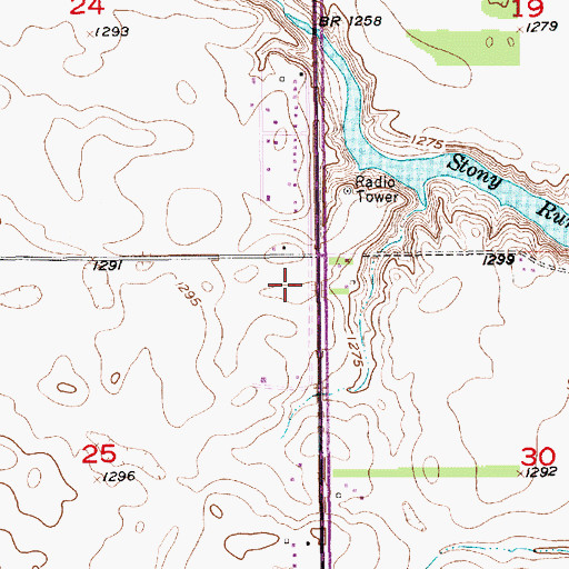 Topographic Map of Stoney Run Dam, SD