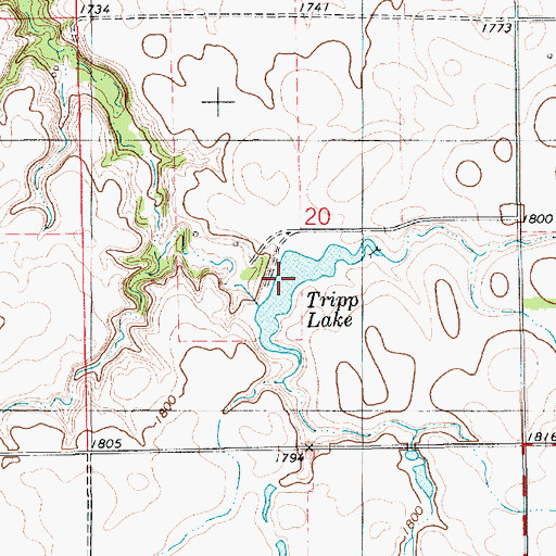 Topographic Map of Tripp Dam, SD