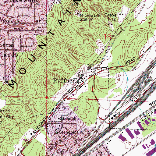 Topographic Map of Ruffner, AL