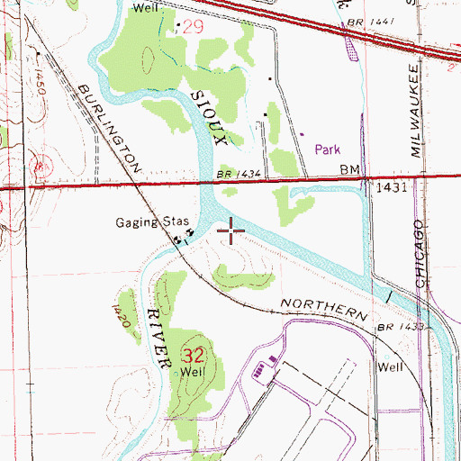 Topographic Map of Sioux Falls Diversion Channel, SD
