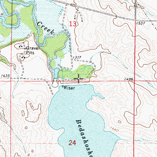 Topographic Map of Crow Creek Dam, SD