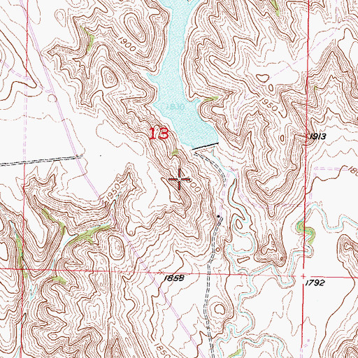 Topographic Map of Standing Rock Tribe Dam, SD