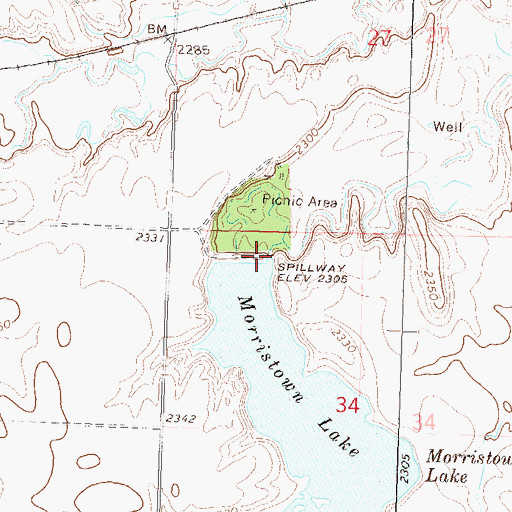 Topographic Map of Leonard Wenck Dam, SD