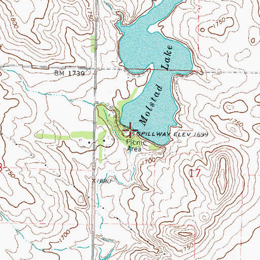 Topographic Map of Molstad Lake Dam, SD
