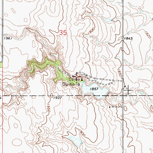 Topographic Map of Lake Da Ko Tah Dam, SD