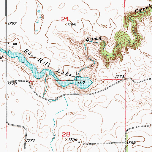 Topographic Map of Rose Hill Lake Dam, SD