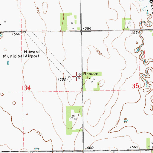 Topographic Map of Howard Municipal Airport, SD