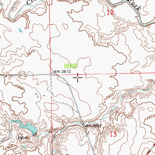 Topographic Map of Bledsoe Ranch Airport, SD