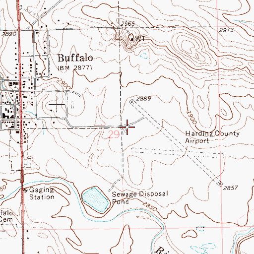Topographic Map of Harding County Airport, SD