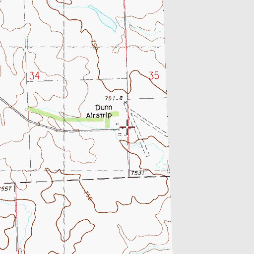 Topographic Map of Dunn Airport, SD