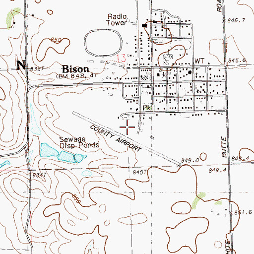 Topographic Map of Bison Municipal Airport, SD