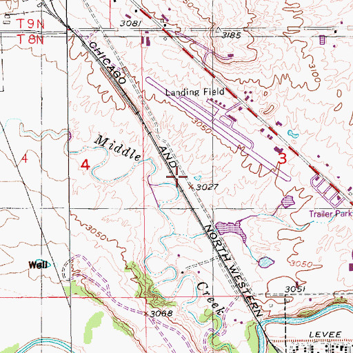 Topographic Map of Bus Field (historical), SD