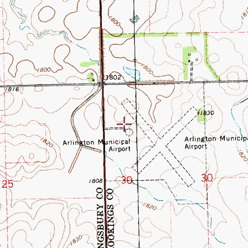 Topographic Map of Arlington Municipal Airport, SD
