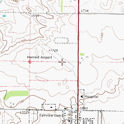 Topographic Map of Herreid Municipal Airport, SD