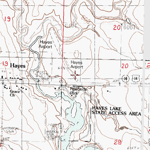 Topographic Map of Hayes Emergency Airstrip, SD