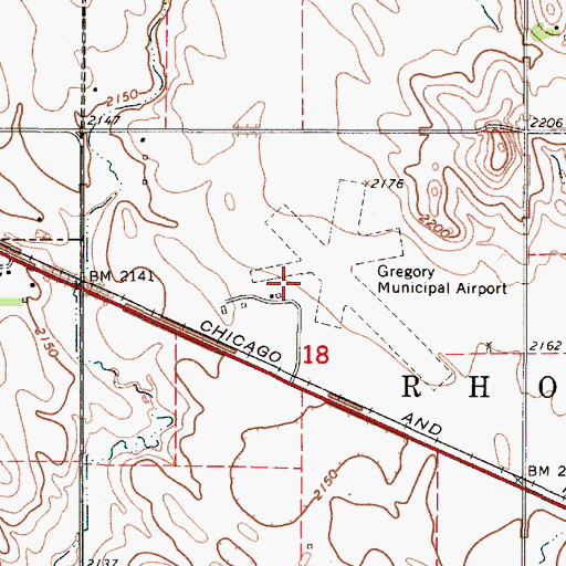 Topographic Map of Gregory Municipal Airport - Flynn Field, SD