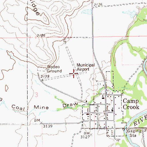 Topographic Map of Camp Crook Municipal Airport, SD