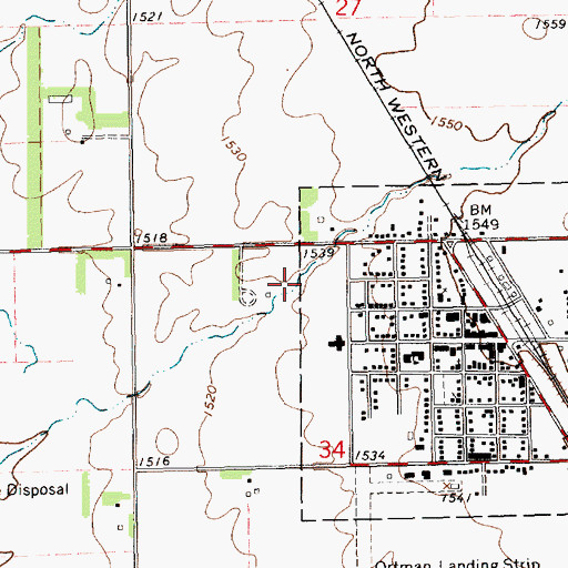 Topographic Map of Ortman Landing Strip (historical), SD