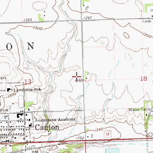 Topographic Map of Canton Municipal Airport, SD