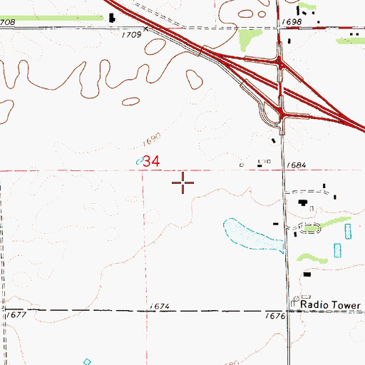 Topographic Map of Chamberlain Municipal Airport, SD