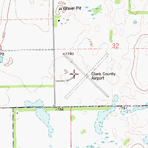 Topographic Map of Clark County Airport, SD