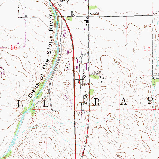Topographic Map of Weelborg Airport, SD