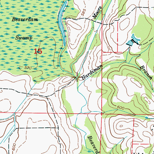 Topographic Map of Russell Branch, AL