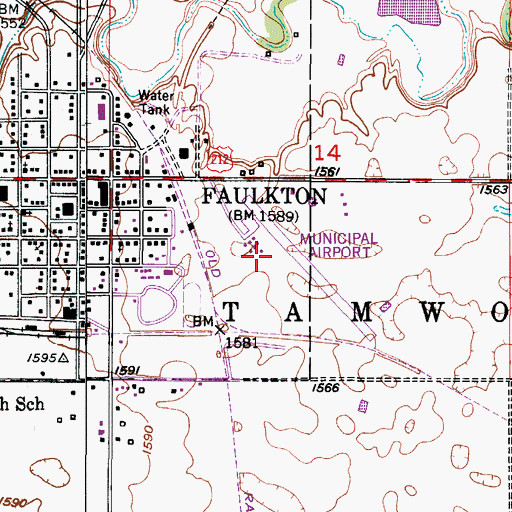Topographic Map of Faulkton Municipal Airport, SD
