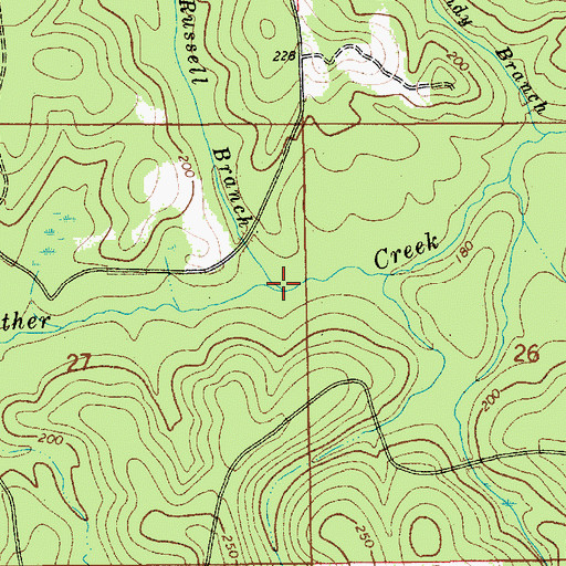 Topographic Map of Russell Branch, AL