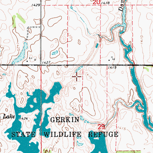 Topographic Map of Gerkin Refuge Number 2 Dam, SD