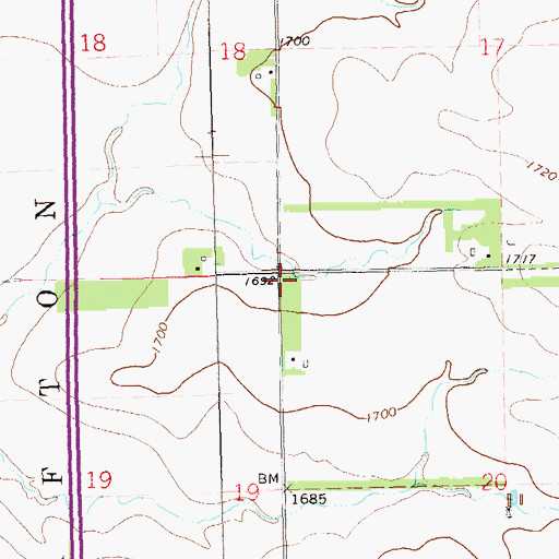 Topographic Map of Afton District Number 12 School, SD