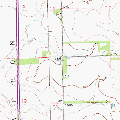 Topographic Map of Afton District Number 13 School, SD