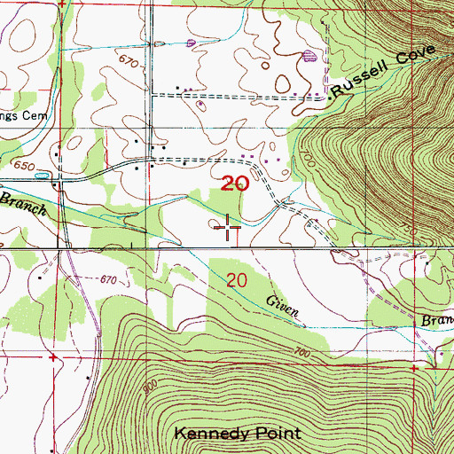 Topographic Map of Russell Cove, AL