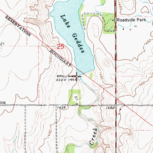 Topographic Map of Geddes Dam, SD